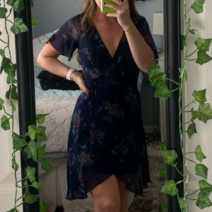 Hi Lo Navy Blue Floral Dress